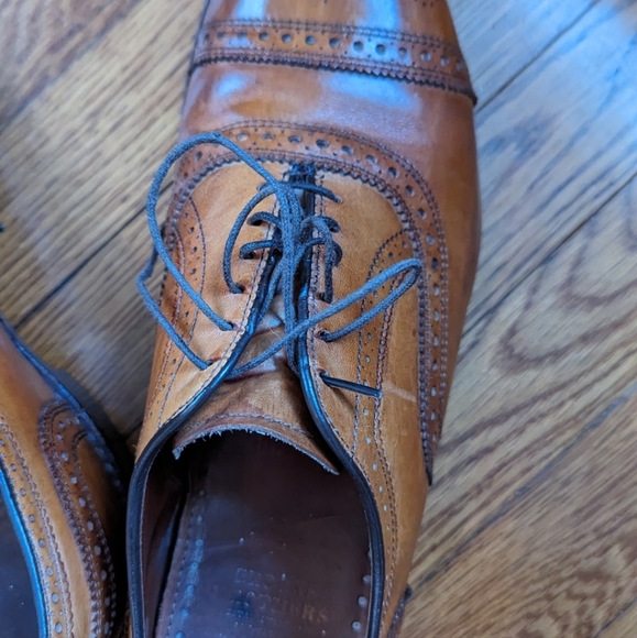 Men's Brooks Brothers Leather Cap Toe Dress Shoe Brown Size 11D - Picture 4 of 9
